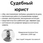 Юрист Андрей Геннадьевич:  Судебный юрист с опытом более 13 лет