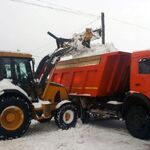 ООО Спецкран Уфа:  Уборка снега экскаватором погрузчиком САТ 428Е