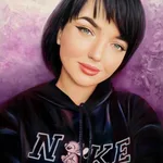 Анастасия:  Портрет по фото красками на холсте 