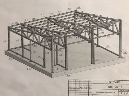 Проект гаража из сэндвич панелей и металлокаркаса 8 на 8