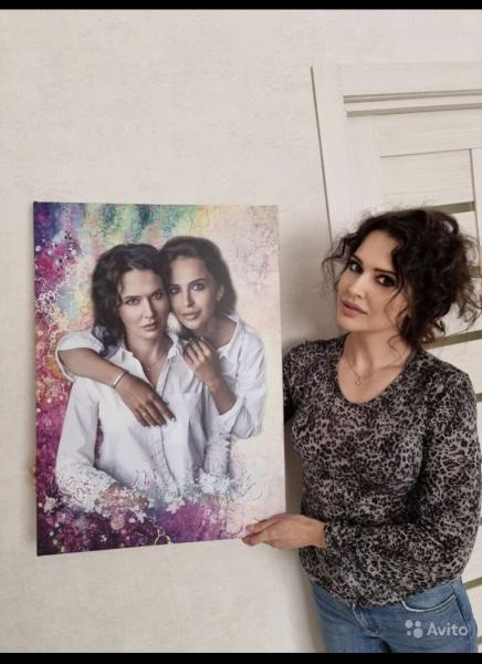 Анастасия:  Портрет по фото, печать на холсте 