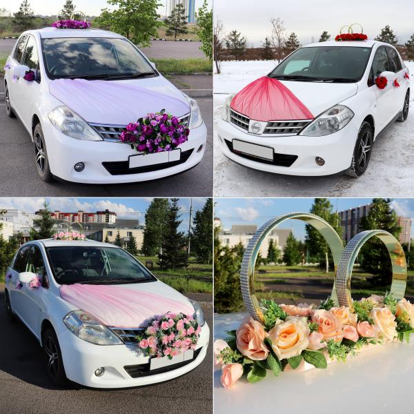 Свадебные украшения на машину – цветы из бумаги и салфеток