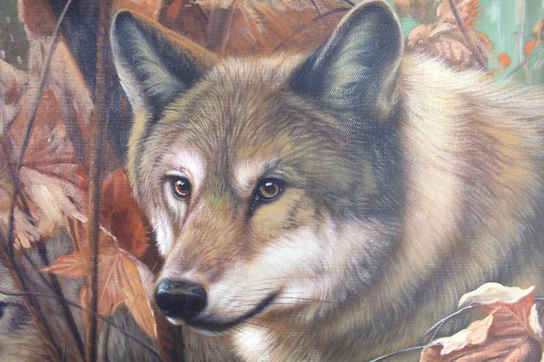 Вера:  Картина маслом в подарок "Два волка"