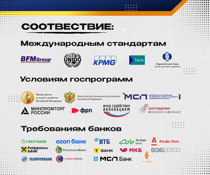 Соответствие бизнес-планов международным стандартам, госпрограммам, требованиям банков 