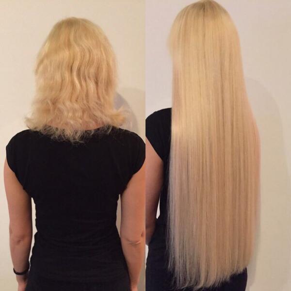 Фото с нарощенными волосами до и после