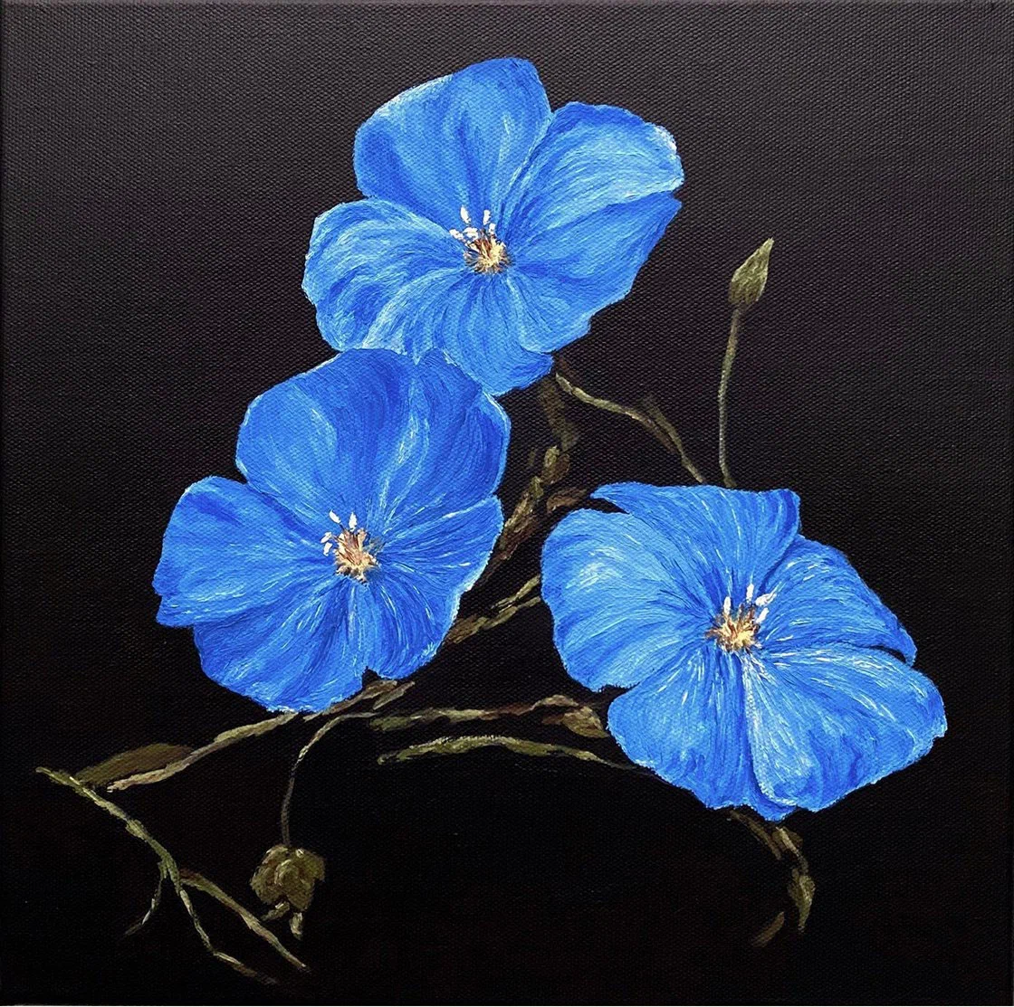 Ольга:  Картина маслом Синие цветы