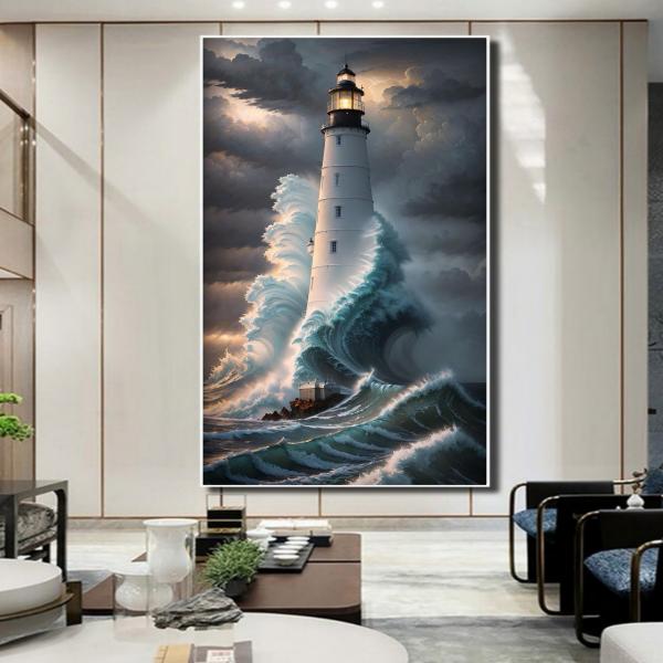 Светлана:  Картина маслом маяк Морской пейзаж 