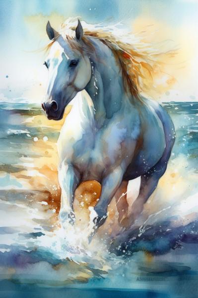 Евгения:  Картина маслом Конь Картина Белая лошадь 