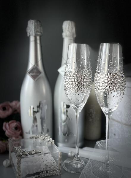 Декор бутылок шампанского, украшение бутылок на свадьбу