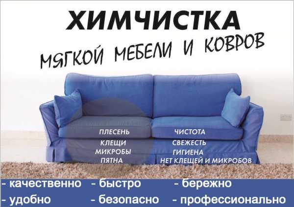 Химчистка мягкой мебели и ковровых покрытий на дому