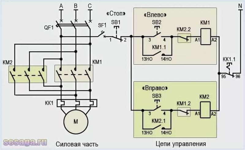 Схема реверса. Схема подключения теплового реле к магнитному пускателю 380 реверс. Схема подключения контактора и теплового реле. Схема реверса электродвигателя на 380в с тепловым реле. Схема включения пускателя с тепловым реле.