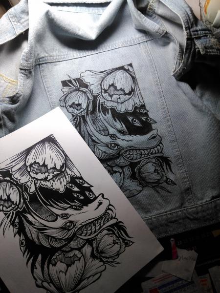 Анастасия:  Рисунки на джинсовых куртках/жилетках
