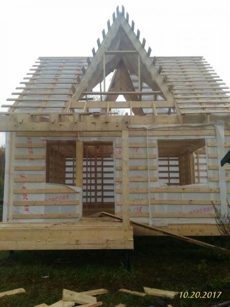 Устройство кровли из профнастила + обшивка фасада ОСП