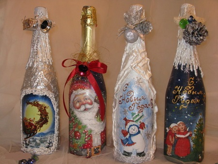 Анастасия:  Украшение бутылок на Новый Год