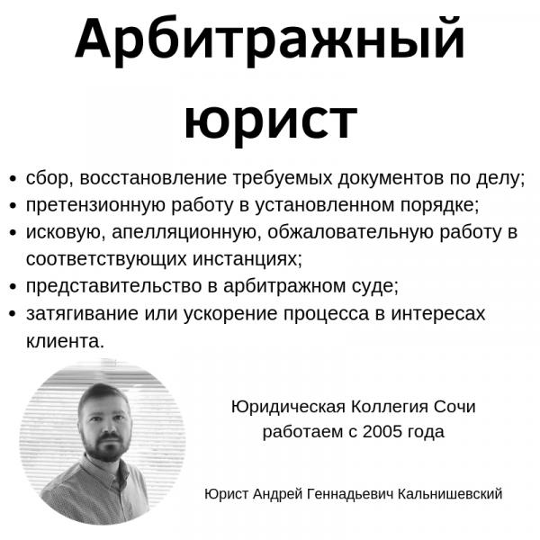 Юрист Андрей Геннадьевич:  Арбитражный юрист в Сочи, Новороссийск, Краснодаре